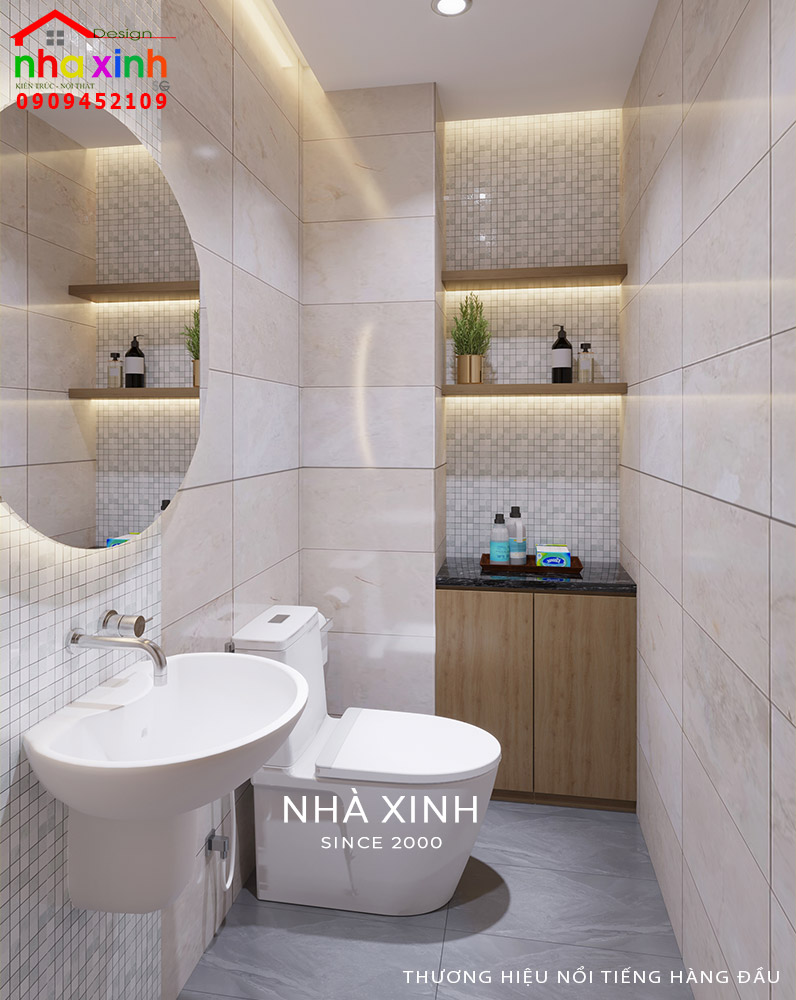 Thiết kế phòng WC với nội thất hiện đại trong phòng ngủ master