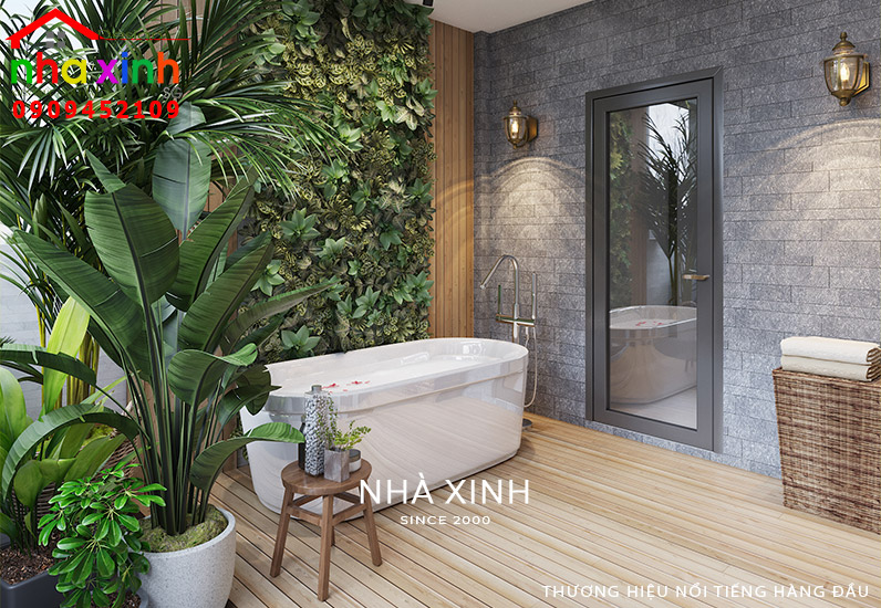 Phòng sauna mang thiết kế gần gũi với thiên nhiên tạo nên sự đắng cấp cho nội thất nhà phố Hà Nội