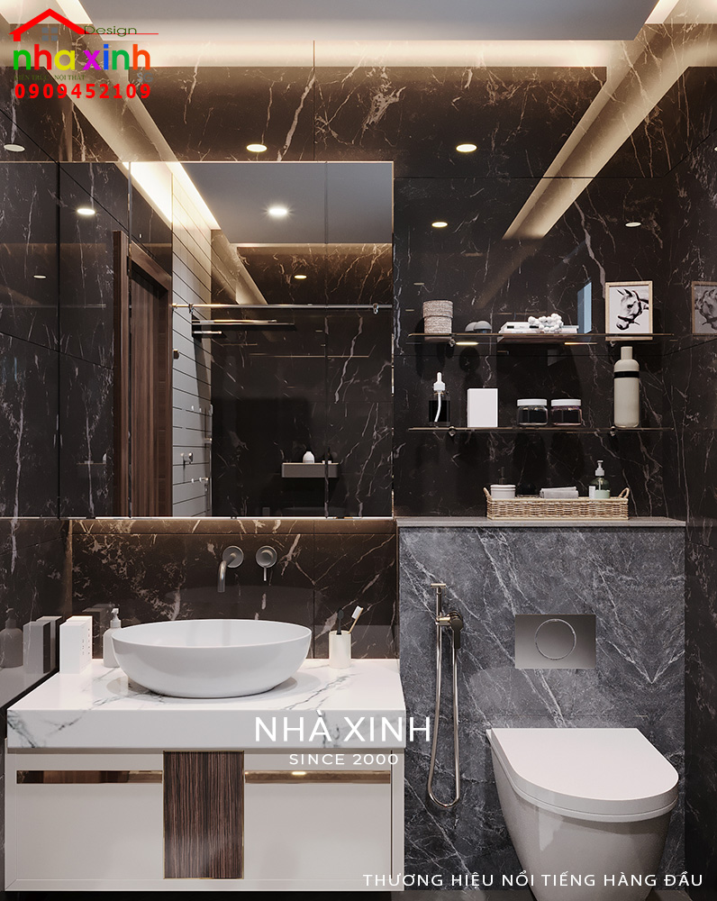 Không gian phòng WC được thiết kế tiện nghi 