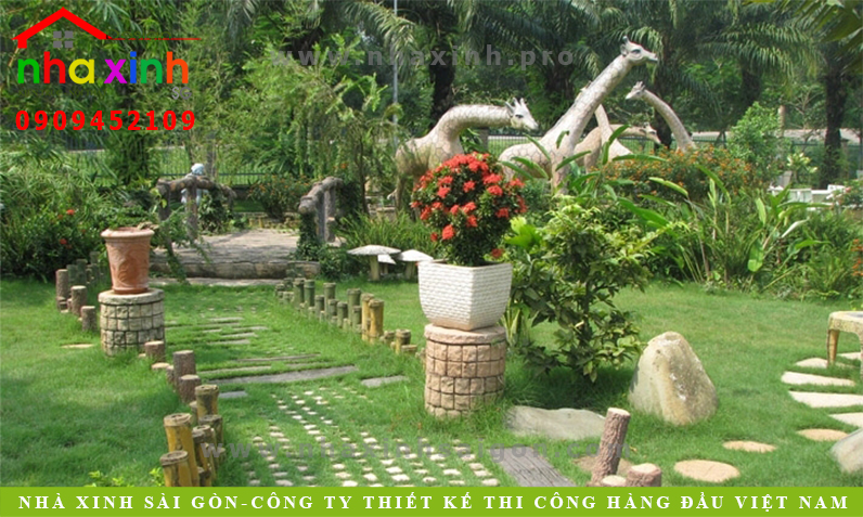 thiet ke nha co san vuon