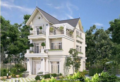 Gợi Ý Mẫu Nhà Biệt Thự 3 Tầng Mái Thái 4 Phòng Ngủ 120m2