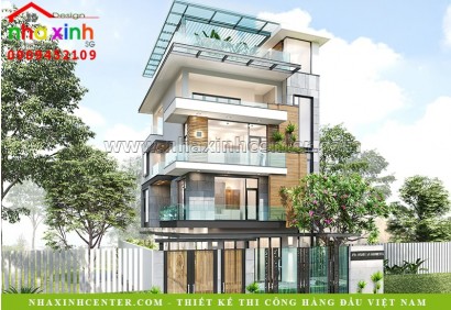 Thiết Kế Biệt Thự 5 Tầng Sân Thượng, Hà Tĩnh, 380 Triệu | BT-123