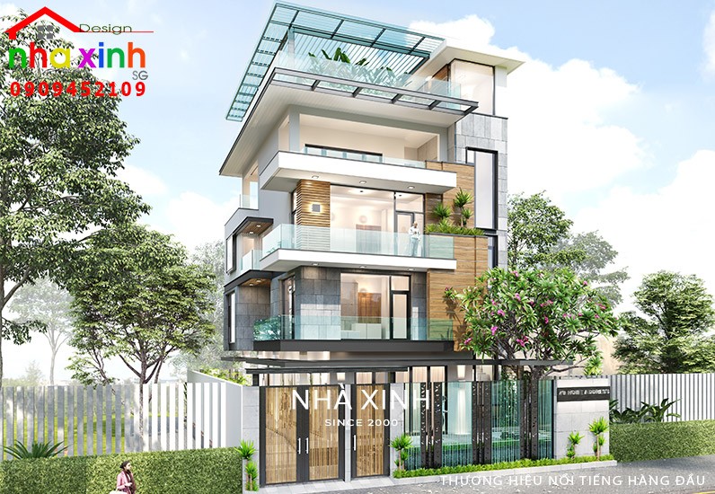 Thiết Kế Biệt Thự 5 Tầng Sân Thượng, Hà Tĩnh, 380 Triệu | BT-123
